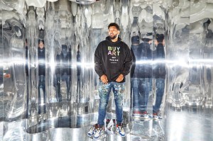 Hebru Brantley pictured in the cloud room at Nevermore Park.