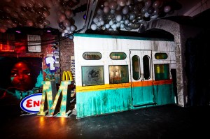 A recreated public transit train car at Nevermore Park opens into a historic Pullman car via the sliding door in back (not pictured).