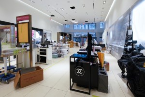 NordstromÕs beauty floor three weeks before the store opens.