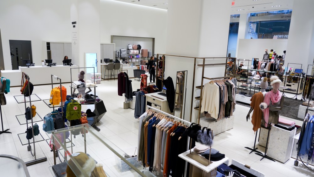 Tall, stately columns and an open floor plan at the Nordstrom 57th Street flagship.