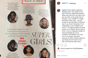 Naomi Campbell's reaction to the Elle Germany furore.