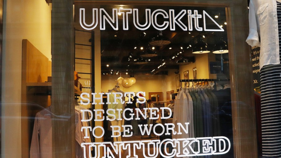 Casual dress shirt maker Untuckit is entering the U.K. market with two 1,600-square-foot London stores and an e-comm warehouse.