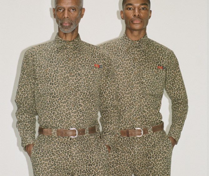 The Dickies 1922 x Opening Ceremony collaboration features six pieces of leopard print, utility-inspired matching sets sold as separates.