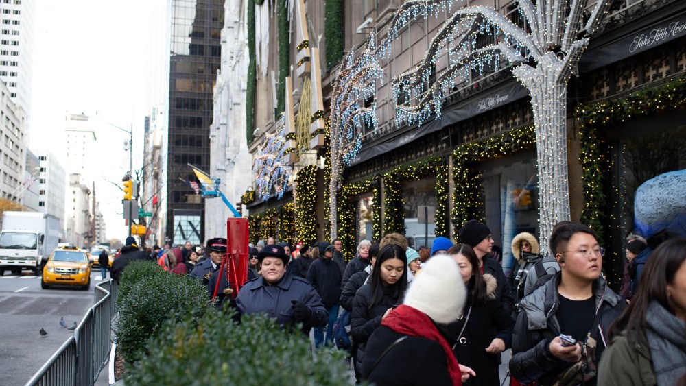 Black Friday shoppers in front of Saks Fifth Avenue in New York City.