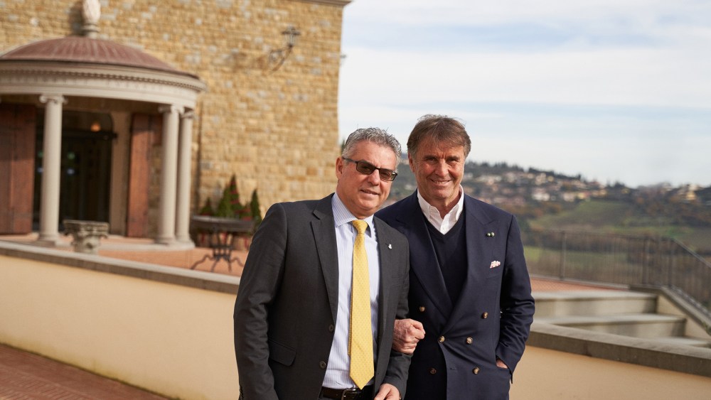 Brunello Cucinelli and Norcia's mayor Nicola Alemanno.