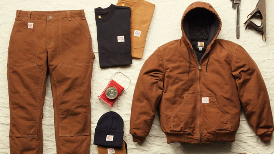 Heritage brand Carhartt launches Heritage Icon Collection with four pieces of all-time workwear favorites and features its Red Duck fabric.