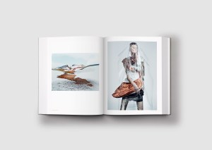 Remarkable resemblance: Baron’s photographs of an Icelandic landscape, 2014, and a fashion look for Interview, 2016.
 