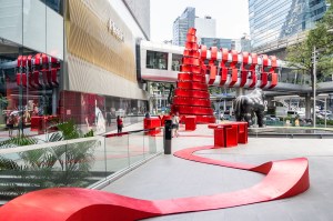 The windows at Bangkok's Central Embassy featuring a collaboration with with architect Bjarke Ingels.