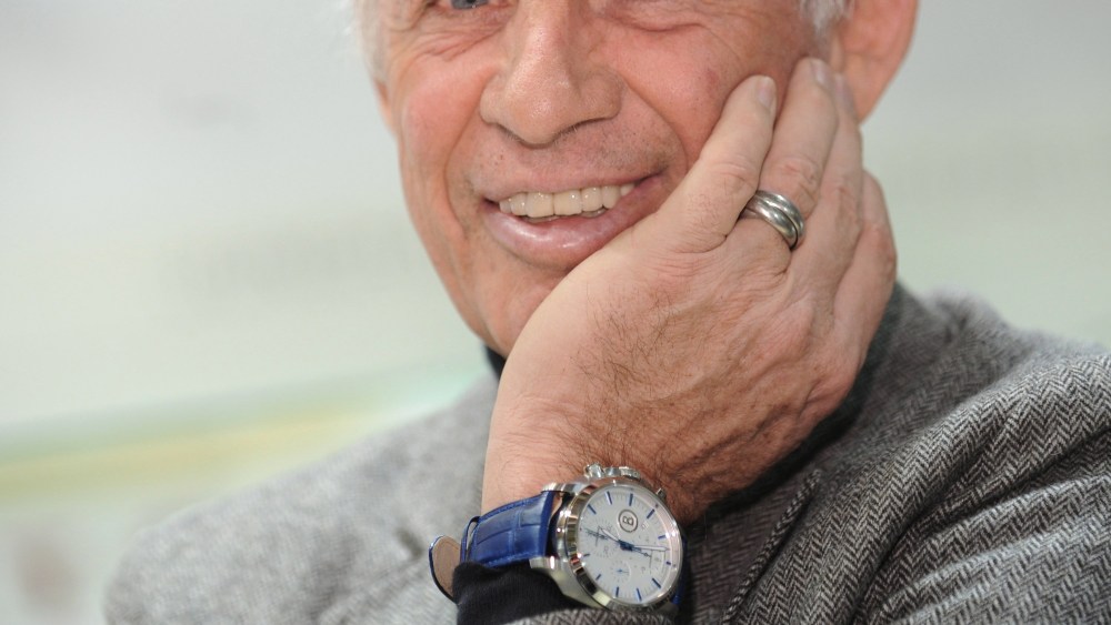 German Designer and Former Alpine Skier Willy Bogner Presents a Watch From the Collection 'Bogner by Junghans' at the Inhorgenta Munich the International Trade Show For Jewelry and Watches in Munich Germany 10 February 2012 Exhibitors Present Trends and Novelties in the Field of Jewelry and Watches Germany MunichGermany Jewelry Trade Fair - Feb 2012