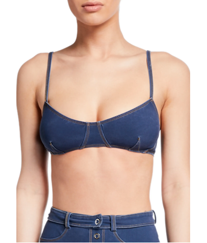 Copy Bella Hadid’s St Barts denim bikini vacation look with these 10 denim bathing suits and accessories.