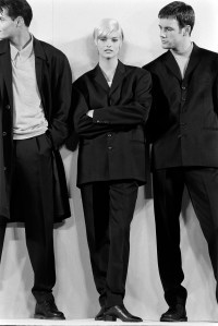 Linda Evangelista in Paul Smith suiting during his Men's Fall 1991 show.