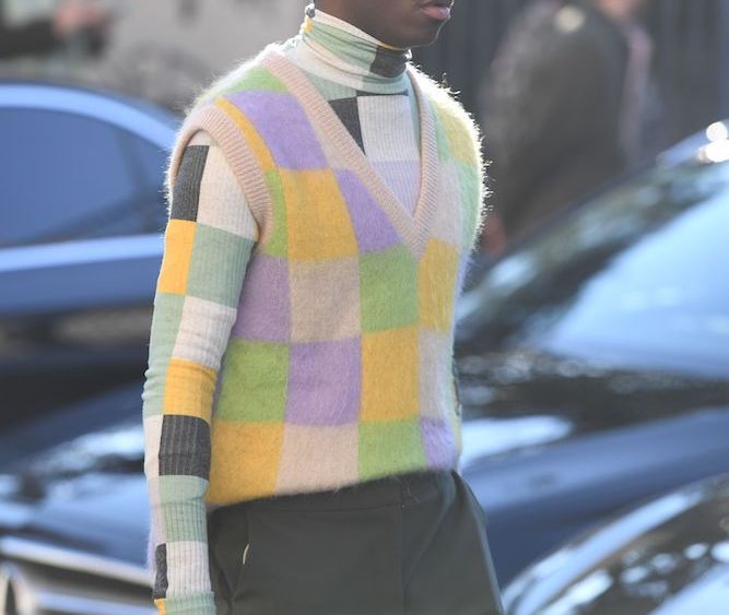 Pastels pop on Milan streets during fashion week.