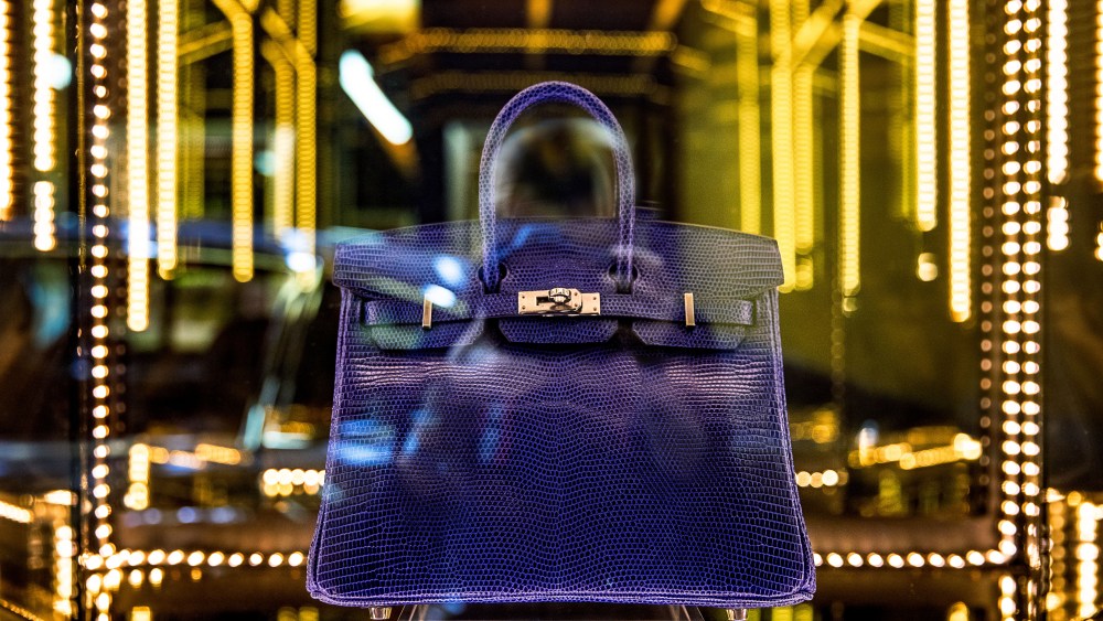 An Hermès exotic skin Birkin bag on view at Rally Road's museum in SoHo.