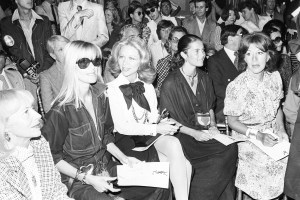 Betty Catroux and Lynn Wyatt in the front row at Yves Saint Laurent fall 1976 couture collection .