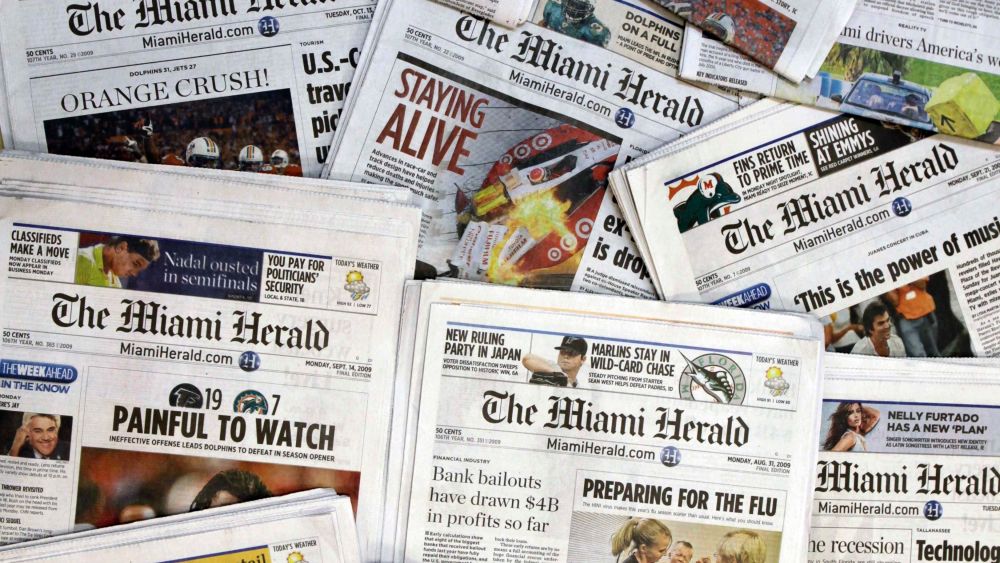 5. Copies of the McClatchy Co. owned Miami Herald newspaper are shown in Miami. The publisher of the Miami Herald, The Kansas City Star and dozens of other newspapers across the country has filed for bankruptcy protection, . McClatchy Co.'s 30 newsrooms will continue to operate as usual as the publisher reorganizes under Chapter 11 bankruptcy protectionMcClatchy Bankruptcy, Miami, USA - 14 Oct 2009
