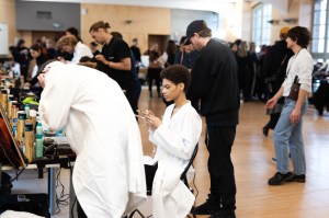 Backstage at Issey Miyake RTW Fall 2020