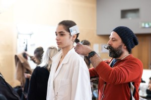 Backstage at Issey Miyake RTW Fall 2020