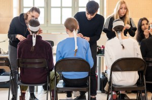 Backstage at Issey Miyake RTW Fall 2020