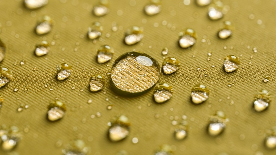 Water drops on a waterproof fabric