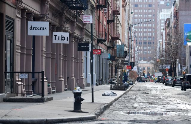 A city block in the SoHo section of New York City remains empty due to the Coronavirus outbreak.Coronavirus Outbreak, New York, USA - 17 Mar 2020