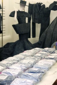 A close-up of masks designed by Christian Siriano s group.