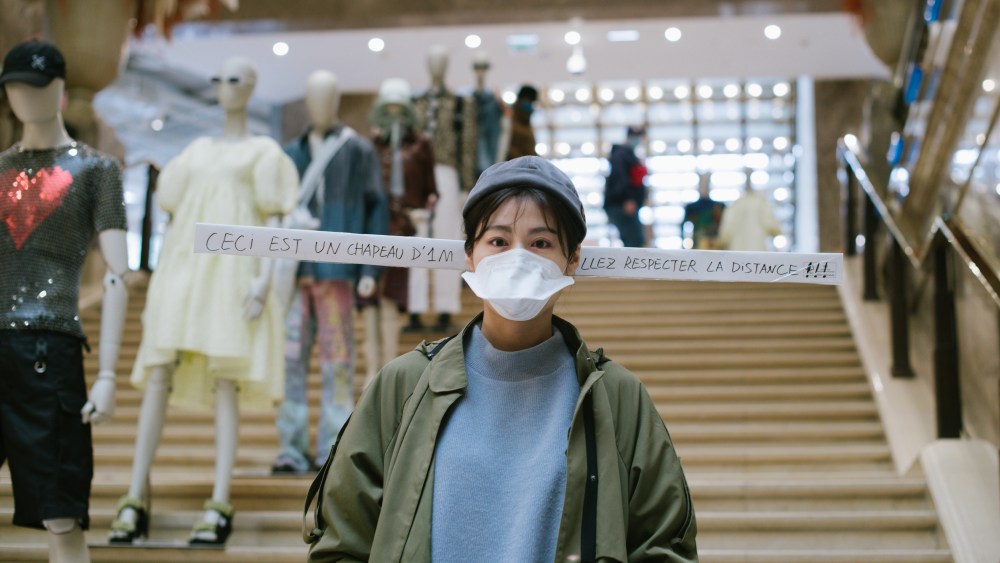 A shopper in Galeries Lafayette's Champs Elysées store