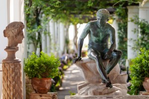 A statue of Mercury in the loggia of Villa San Michele in Capri.