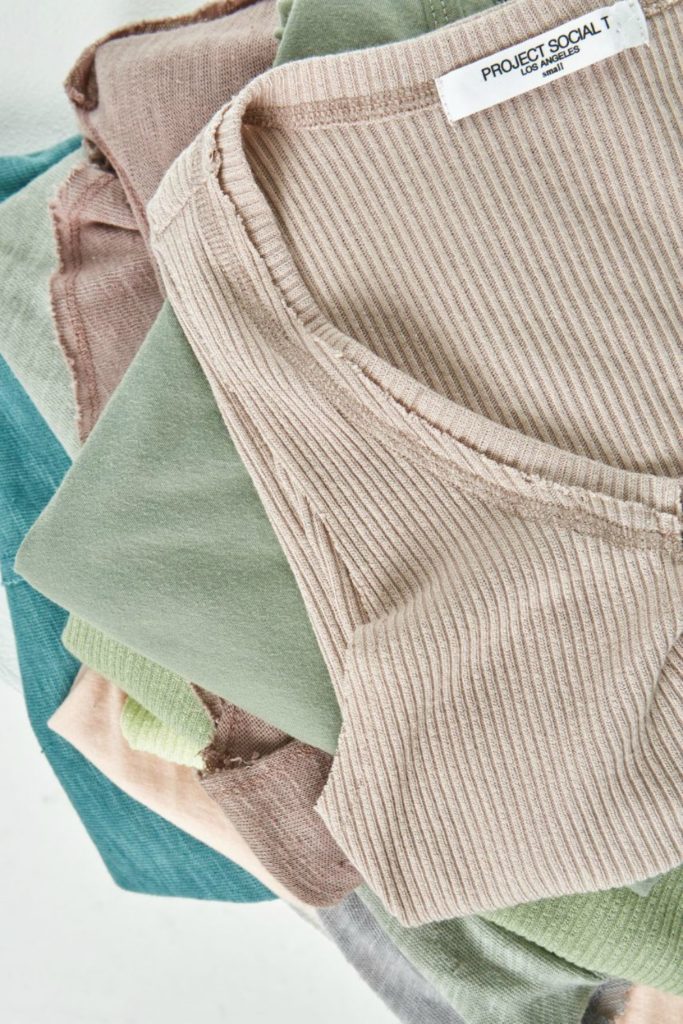 Project Social T works with mills and dye houses in Los Angeles to create its line of casuals and knitwear.