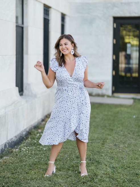 A wrap dress from blogger Caralyn Mirand's current The Drop collection.