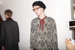 Backstage at Gucci Men's RTW Fall 2015.