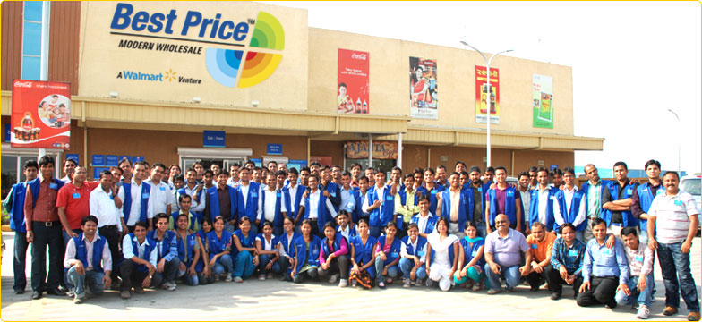 walmart best price store associates standing in front