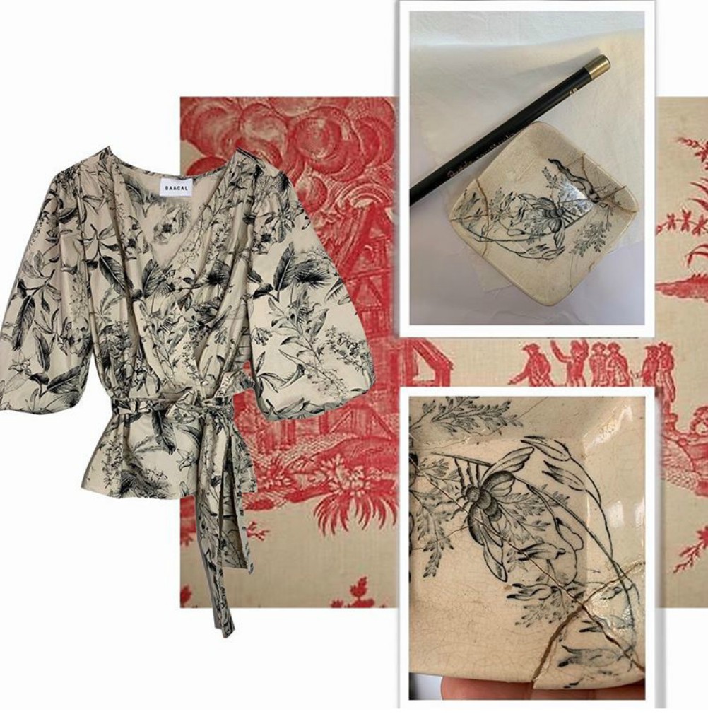 Baacal's designs are made from deadstock fabrics sourced in Los Angeles, along with vintage materials.
