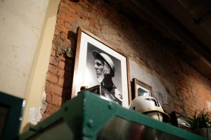 Vintage photos are part of the decor.
