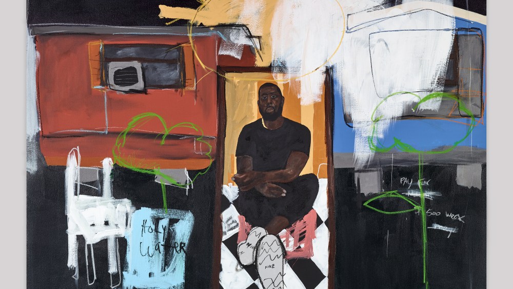 Jammie Holmes. Sunny Days, 2020. Acrylic and oil pastels on canvas.