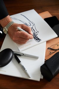 The designer at work. "[When] we were able to see a prototype, it was cause for celebration," he said.