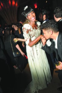 Naomi Campbell in Alexander McQueen with Bruno Mars in Dolce & Gabbana at the 2011 Met Institute Costume Gala honoring Alexander McQueen.