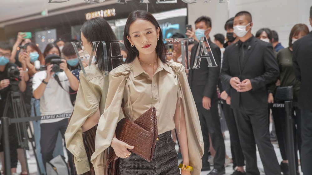 Chinese actress Tong Yao attends the opening ceremony of Bottega Veneta pop up in SKP Beijing.