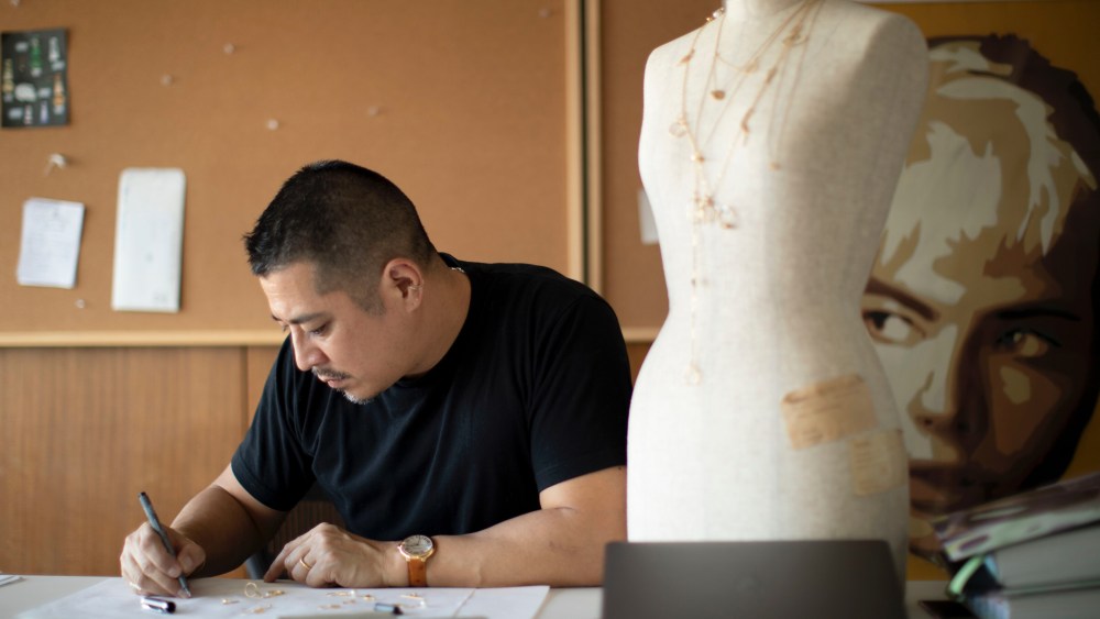 Hirotaka Inoue working on the Spring 2021 Collection.