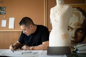 Hirotaka Inoue working on the Spring 2021 Collection.