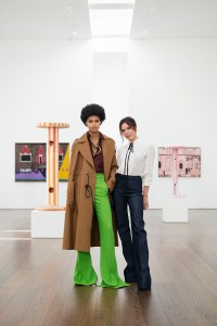 Victoria Beckham and a model in a look from her spring 2021 collection.