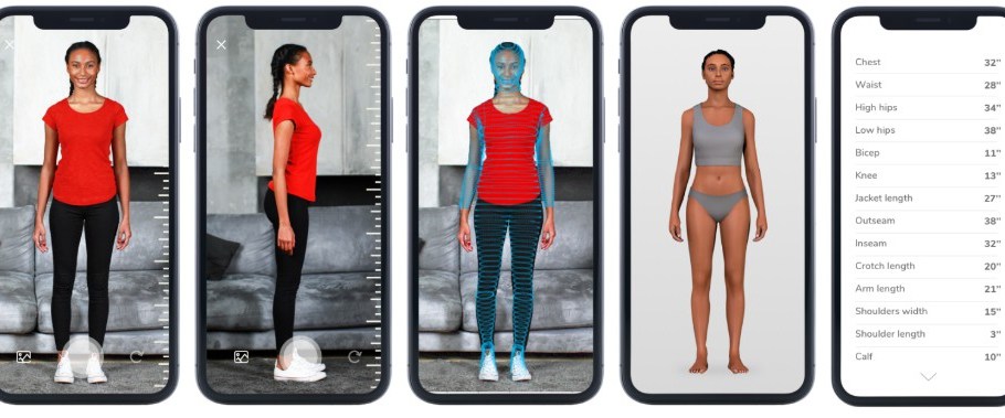 3DLook's body scanning technology generates more than 70 measurements using just two consumer photos.