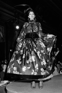 Model Kirat Bhinder in an ensemble from the Russian inspired collection designed by Yves Saint Laurent.