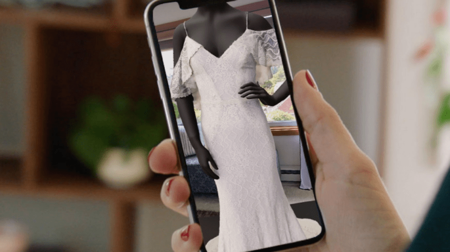 David’s Bridal partnered with 3D/AR tech provider Vertebrae to bring virtual bridal gowns and dresses into the online shopping experience.