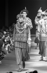 On the runway at Kenzo RTW Fall 1985 in Paris.