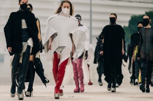 Backstage at Rick Owens' RTW Spring 2021 show.