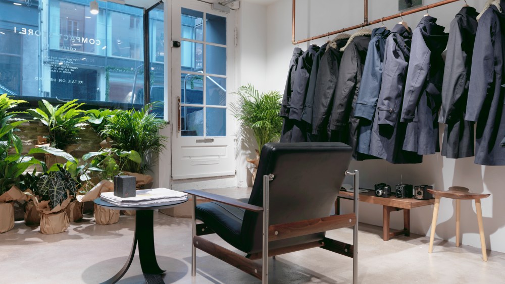 Inside the first Norwegian Rain Compact Store in Copenhagen.