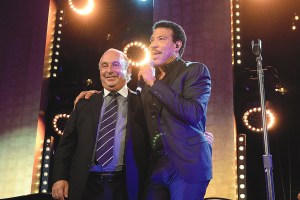 Sir Phillip Green and Lionel Richie at an event for Topman in 2014.