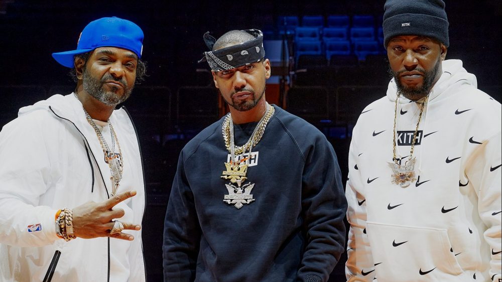 Dipset rappers Jim Jones, Juelz Santana and Cam'ron in the Kith & Nike for New York Knicks capsule
