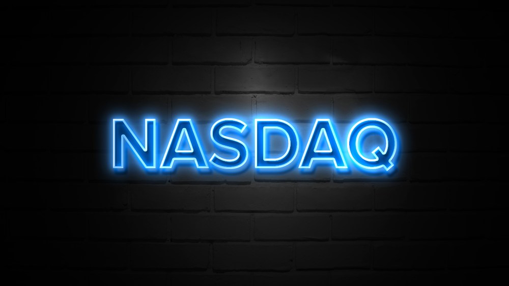 Nasdaq neon Sign on brickwall