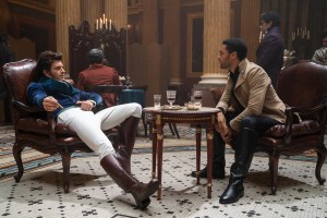 BRIDGERTON (L to R) JONATHAN BAILEY as ANTHONY BRIDGERTON and REG-JEAN PAGE as SIMON BASSET in episode 101 of BRIDGERTON Cr. LIAM DANIEL/NETFLIX © 2020